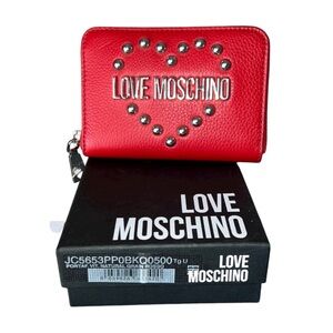 Love Moschino Red Heart Studded Wallet NWT